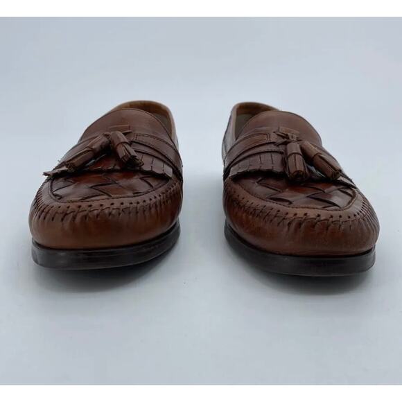 Bass Mens Lloyd Loafer Dress Shoes Brown Leather Woven Kiltie Tassel Slip On 12W main image 6